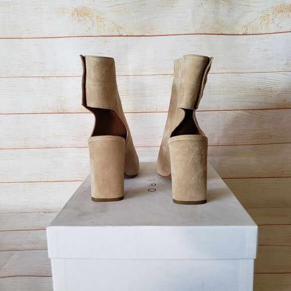 IRO Matyizi Suede Cutout Round Toe Bootie Block Heel Tan Natural Women's Size 39 - Picture 3 of 13